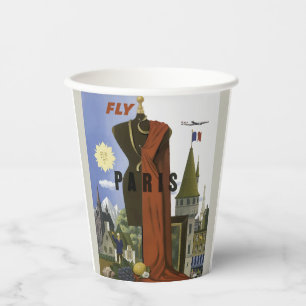 Gobelets En Papier Affiche de voyage de mode surréaliste Vintage Fly 