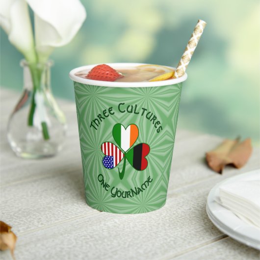 Gobelets En Papier African Irish American Shamrock Personalized Text (Insitu)