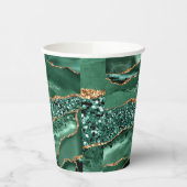 Gobelets En Papier Agate Green Gold Parties scintillant Geode Marbre  (Gauche)