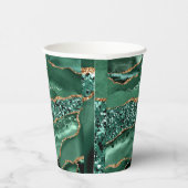Gobelets En Papier Agate Green Gold Parties scintillant Geode Marbre  (Droite)