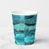 Gobelets En Papier Agate Turquoise Blue Gold Parties scintillant Marb (Droite)