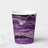 Gobelets En Papier Agate Violet violet or Parties scintillant Géode N (Verso)