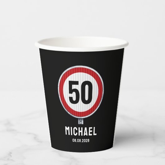 Gobelets En Papier ÂGE PERSONNALISÉ Anniversaire Limite de vitesse Si (Recto)