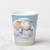 Gobelets En Papier Agneau Sur Un Baby shower Nuageux (Recto)