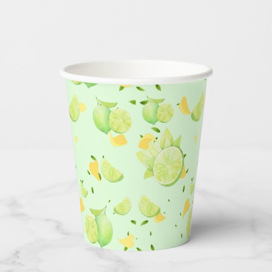 Gobelets En Papier Agrumes TROPICALES FRUITS D'ÉTÉ Citron orange tran (Verso)