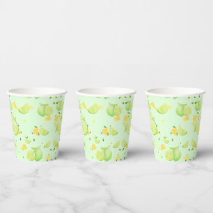 Gobelets En Papier Agrumes TROPICALES FRUITS D'ÉTÉ Citron orange tran