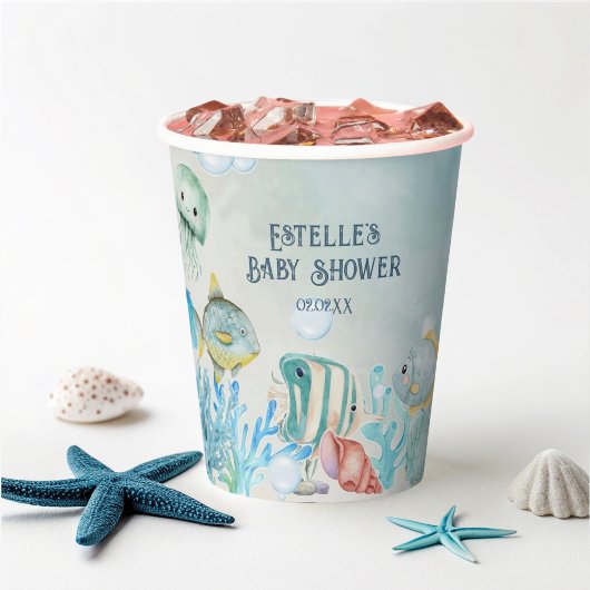 Gobelets En Papier Ahoy ! C'est un Baby shower bleu garçon