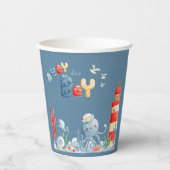 Gobelets En Papier Ahoy C'est un Baby shower nautique bleu garçon (Recto)