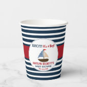 Gobelets En Papier Ahoy C'est un garçon ! Baby shower nautique (Verso)