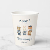 Gobelets En Papier Ahoy Little Sailor Anniversaire | Mer marine (Recto)