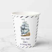 Gobelets En Papier Ahoy mate Nautical anniversaire de enfant (Recto)
