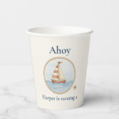 Gobelets En Papier Ahoy Nautical Birthday | Blue Sailboat Party pour (Verso)
