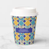 Gobelets En Papier Aïd Moubarak Motif marocain Royal Blue Golden (Recto)