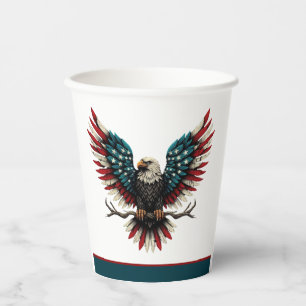 Gobelets En Papier Aigle rustique patriotique américain/américain cha