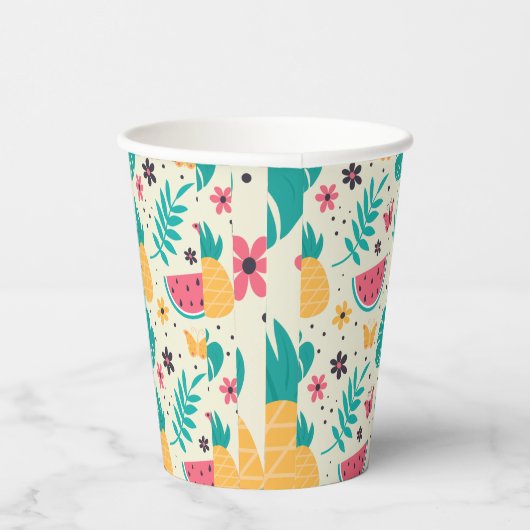 Gobelets En Papier Aiguille de pastèque de fruits tropicaux motif (Droite)