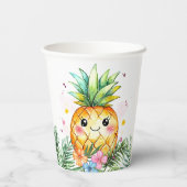 Gobelets En Papier Aiguilles à ananas tropicales d'été Joyeux 1er ann (Verso)