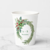 Gobelets En Papier aiguilles de pin rouge mariage de couronne (Verso)