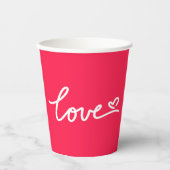 Gobelets En Papier Aimer texte blanc sur rose (Recto)