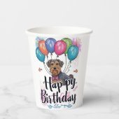 Gobelets En Papier Airedale avec Ballons Anniversaire (Recto)