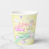 Gobelets En Papier AIRPLANE BEAR pastel clouds rainbow editable (Recto)