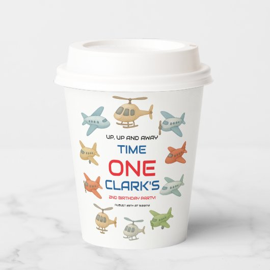 Gobelets En Papier Airplane Boy 1st Birthday | Fun Sky Theme Party (Recto)