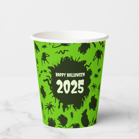 Gobelets En Papier Ajouter L'Année Joyeuse Halloween Crawlies Déplais (Verso)
