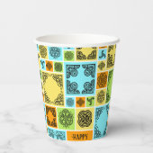 Gobelets En Papier Ajouter nom et relation Anniversaire Orange & Vert (Verso)