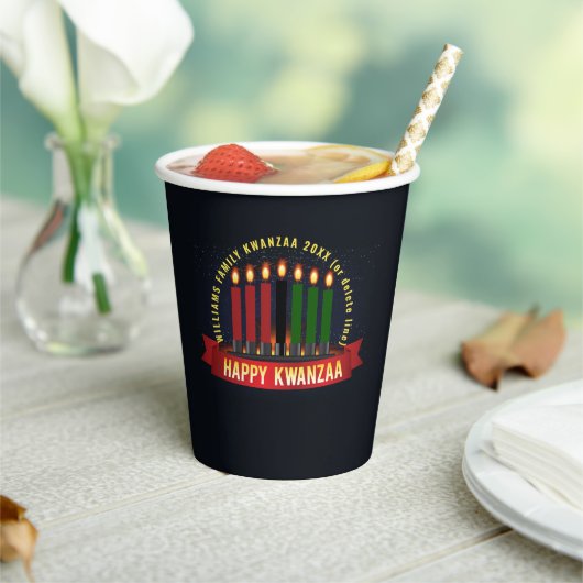 Gobelets En Papier Ajouter un nom Année Kwanzaa Bougies (Insitu)