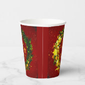 Gobelets En Papier Ajouter un nom Année Noël 20xx Gold Wreath sur Red (Droite)