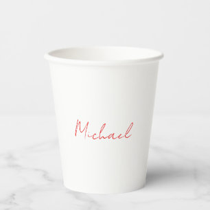 Gobelets En Papier Ajouter un nom Elegant Creative Callgraphy Rouge B