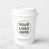 Gobelets En Papier Ajouter votre logo commercial et texte blanc promo (Recto)