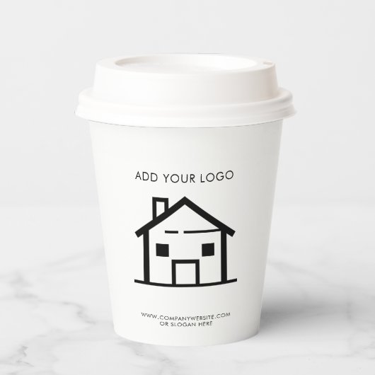 Gobelets En Papier Ajouter votre logo commercial Immobilier minimalis (Recto)