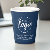 Gobelets En Papier Ajouter votre logo et 3 lignes de texte - navy