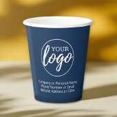 Gobelets En Papier Ajouter votre logo et 3 lignes de texte - navy