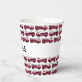 Gobelets En Papier Ajouter votre nom Red Fire truck Personnalisé (Verso)