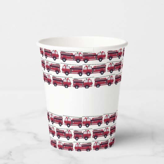 Gobelets En Papier Ajouter votre nom Red Fire truck Personnalisé (Droite)