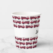 Gobelets En Papier Ajouter votre nom Red Fire truck Personnalisé (Recto)