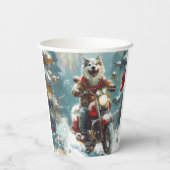 Gobelets En Papier Alaskan Malamute Dog équitation moto Noël (Verso)