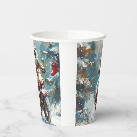 Gobelets En Papier Alaskan Malamute Dog équitation moto Noël (Gauche)