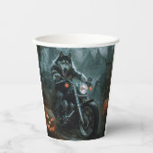 Gobelets En Papier Alaskan Malamute équitation moto Halloween effraya (Recto)