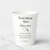 Gobelets En Papier Alerte d'allergie alimentaire ajouter le nom texte (Verso)
