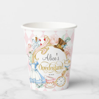 Gobelets En Papier Alice à Onederland, fille 1er anniversaire Coupes