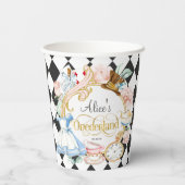 Gobelets En Papier Alice à Onederland, fille 1er anniversaire Coupes (Verso)