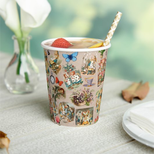 Gobelets En Papier Alice à Wonderland Cheshire Cat Characters (Insitu)