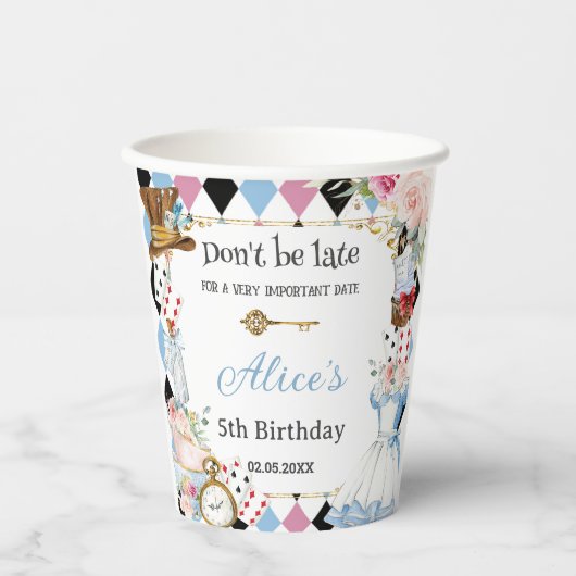 Gobelets En Papier Alice au pays des merveilles Anniversaire Tea Part (Recto)
