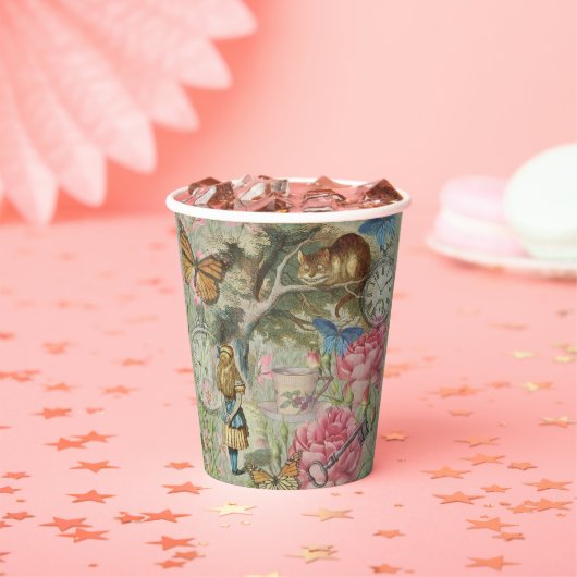 Gobelets En Papier Alice Cheshire Chat Wonderland Tree Garden (Insitu)