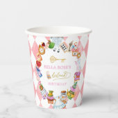 Gobelets En Papier Alice in Wonderland 1st birthday Pink  (Recto)