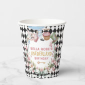 Gobelets En Papier Alice in Wonderland Flower Frame  1st birthday (Recto)