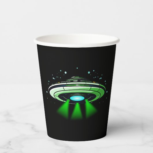 Gobelets En Papier Alien OVNI enlèvement vaisseau spatial fête d'anni (Verso)