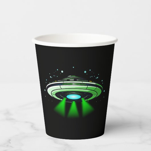 Gobelets En Papier Alien OVNI enlèvement vaisseau spatial fête d'anni (Recto)